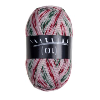 Trekking XXL Sockenwolle 4-fach 753 weiß-grün-rot von Atelier Zitron, zitron wolle, Wolle Zitron