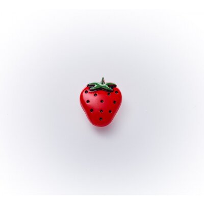 Kinderknopf Erdbeere, rot, 16mm