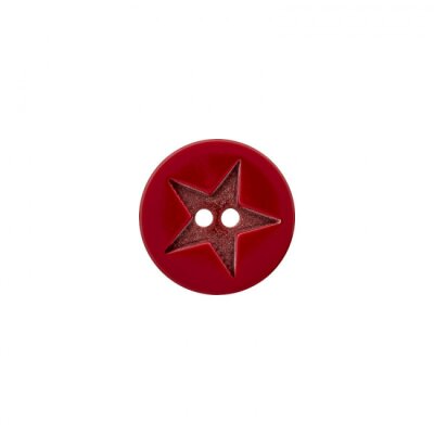 Kinderknopf "Stern", 2-loch, 15mm Rot dunkel 07
