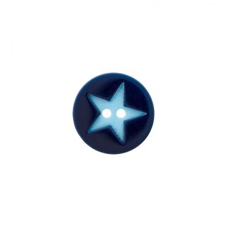 Kinderknopf "Stern", 2-loch, 15mm Blau dunkel 13