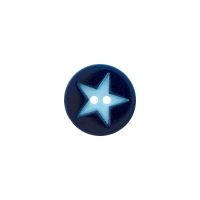Kinderknopf "Stern", 2-loch, 15mm Blau dunkel 13