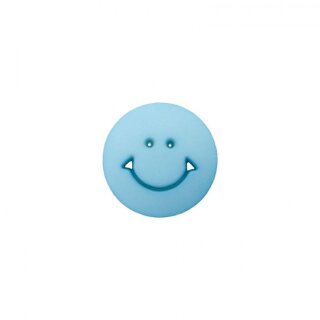Kinderknopf "Smiley" mit Öse, 15mm blau hell 300