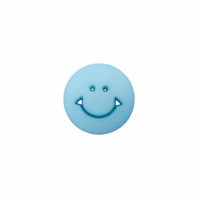 Kinderknopf "Smiley" mit Öse, 15mm blau...
