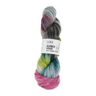 ALPACA SOXX 4-FACH/4-PLY HAND DYED - BEERE/PETROL/GELB von Lang Yarns