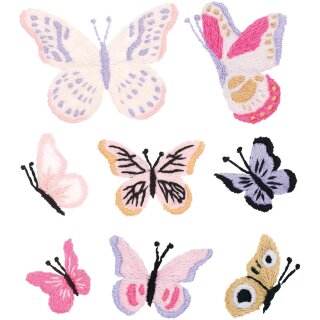 Schmetterlinge, bunt, Stick & Stitch Packung, wasserlöslich, Stickvorlage von Rico