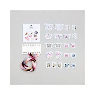 Schmetterlinge, bunt, Stick & Stitch Packung, wasserlöslich, Stickvorlage von Rico
