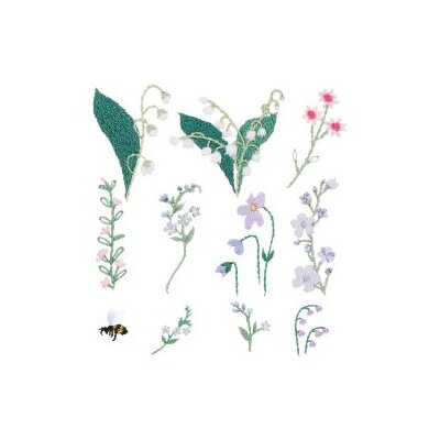 Blümchen, bunt, Stick & Stitch, wasserlöslich, Stickvorlage von Rico