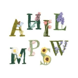 Blumenalphabet, bunt, wasserlöslich, Stickvorlage von Rico