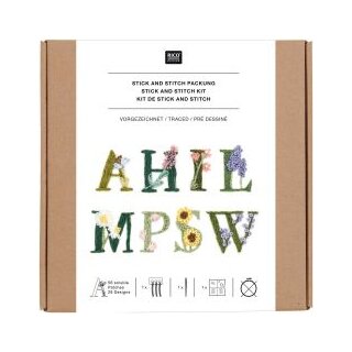 Blumenalphabet, bunt, wasserlöslich, Stickvorlage...