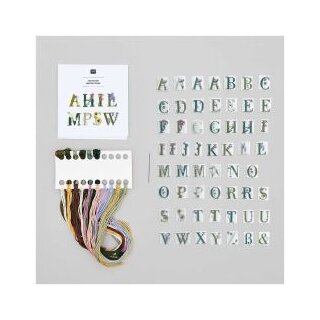 Blumenalphabet, bunt, wasserlöslich, Stickvorlage von Rico