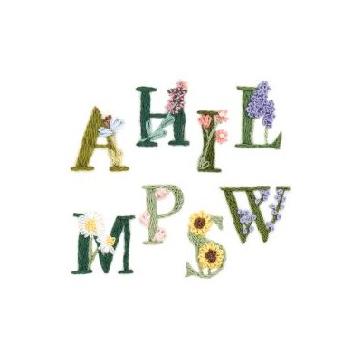 Blumenalphabet, bunt, wasserlöslich, Stickvorlage von Rico