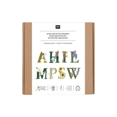 Blumenalphabet, bunt, wasserlöslich, Stickvorlage von Rico