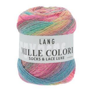 MILLE COLORI SOCKS & LACE LUXE BUNT HELLBLAU/ROT/BRAUN 859.0051