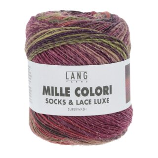 MILLE COLORI SOCKS & LACE LUXE BORDEAUX/DUNKELGRÜN/LACHS 859.0204